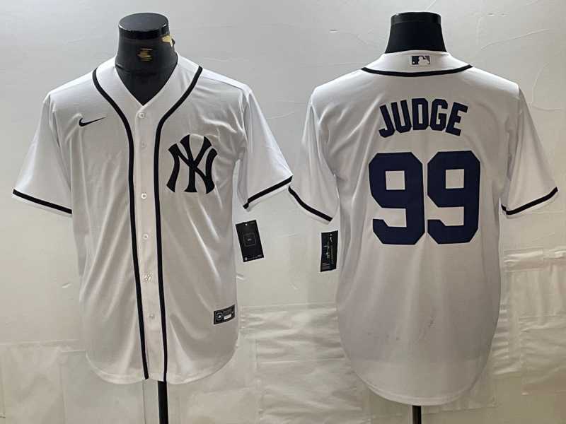 Men%27s New York Yankees #99 Aaron Judge White Fashion Cool Base Jersey->new york yankees->MLB Jersey